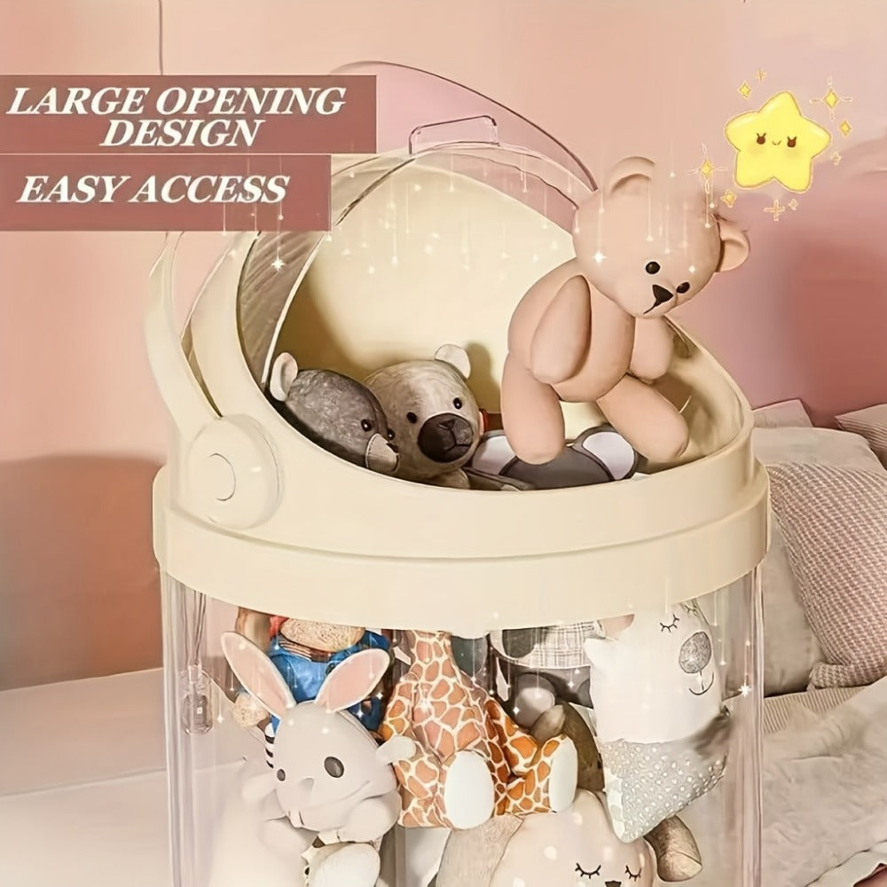 4-Layer Plastic Stuffed Animal Storage Tower with Dustproof Cover for Kids' Room detail image - detail view 9