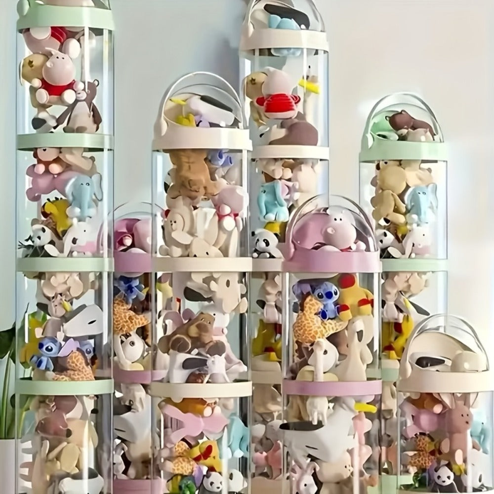 Toy Storage Organizer, 4-Layer Clear Plastic Stuffed Animal Storage Tower Plush Zoo House shown in the main product view