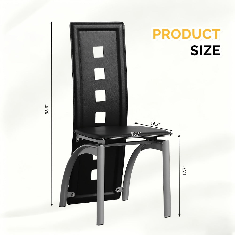 4-Piece Set Faux Leather Dining Chair with High Back for Comfortable Everyday Seating detail image - detail view 4