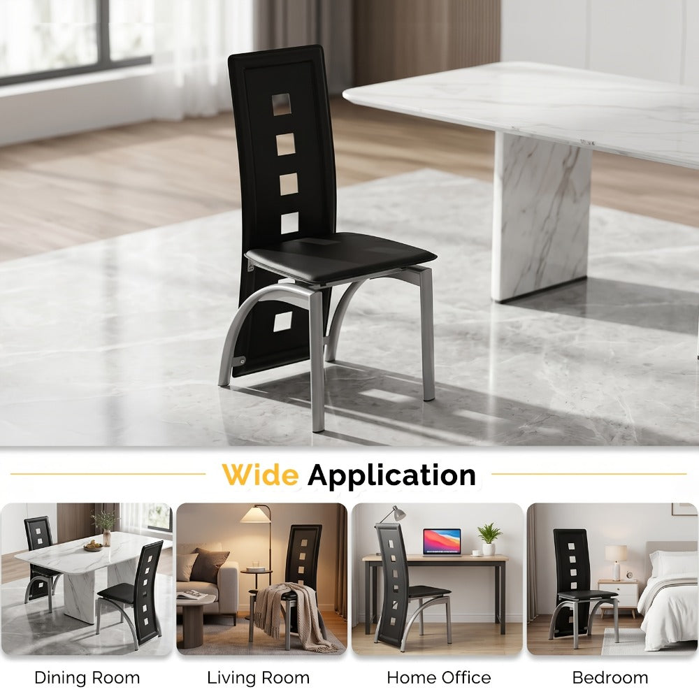 4-Piece Set Faux Leather Dining Chair with High Back for Comfortable Everyday Seating detail image - detail view 7