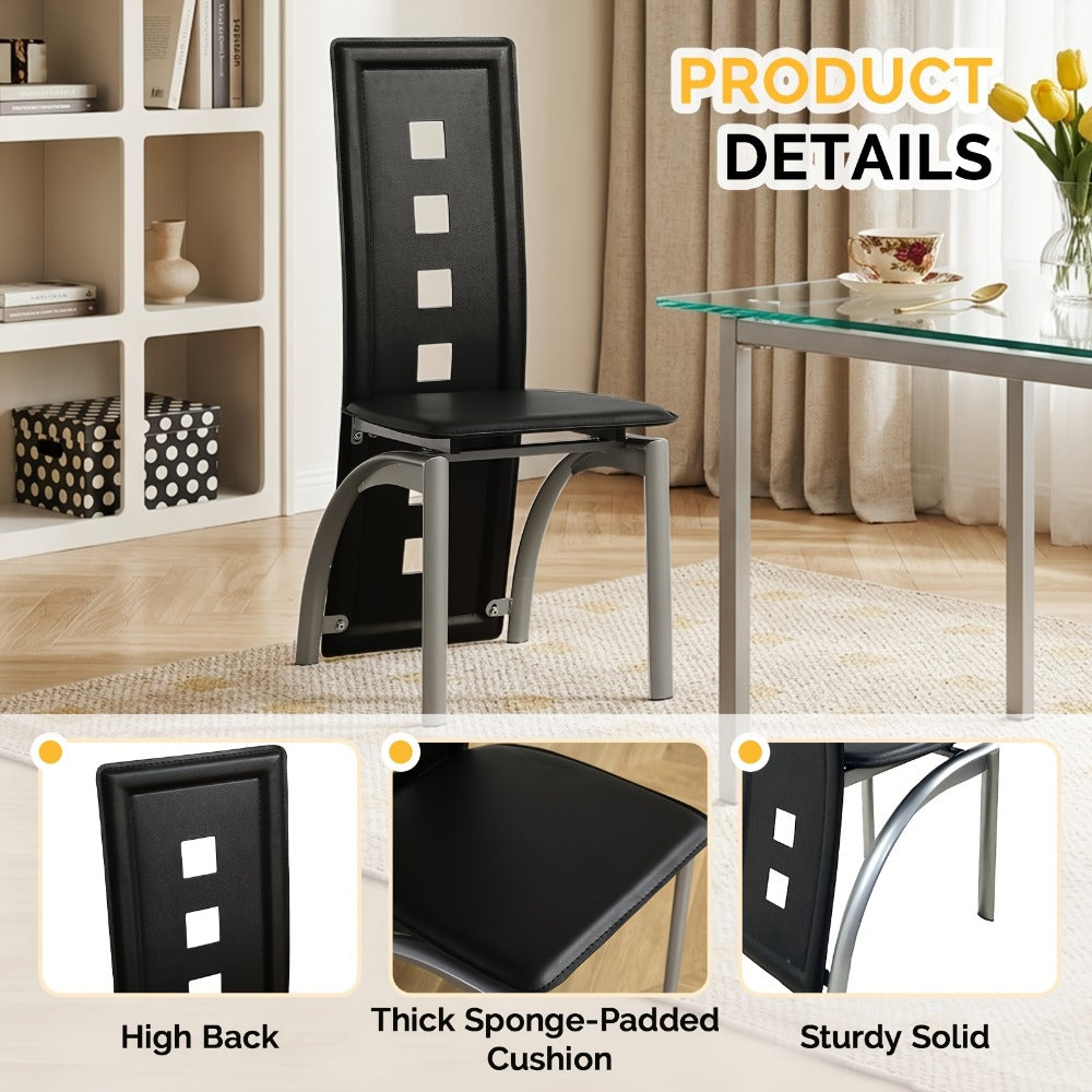 4-Piece Set Faux Leather Dining Chair with High Back for Comfortable Everyday Seating detail image - detail view 8