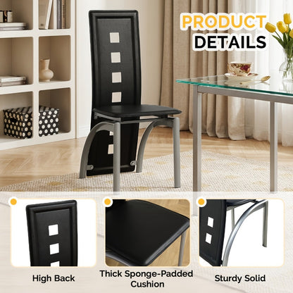 4-Piece Set Faux Leather Dining Chair with High Back for Comfortable Everyday Seating detail image - detail view 8