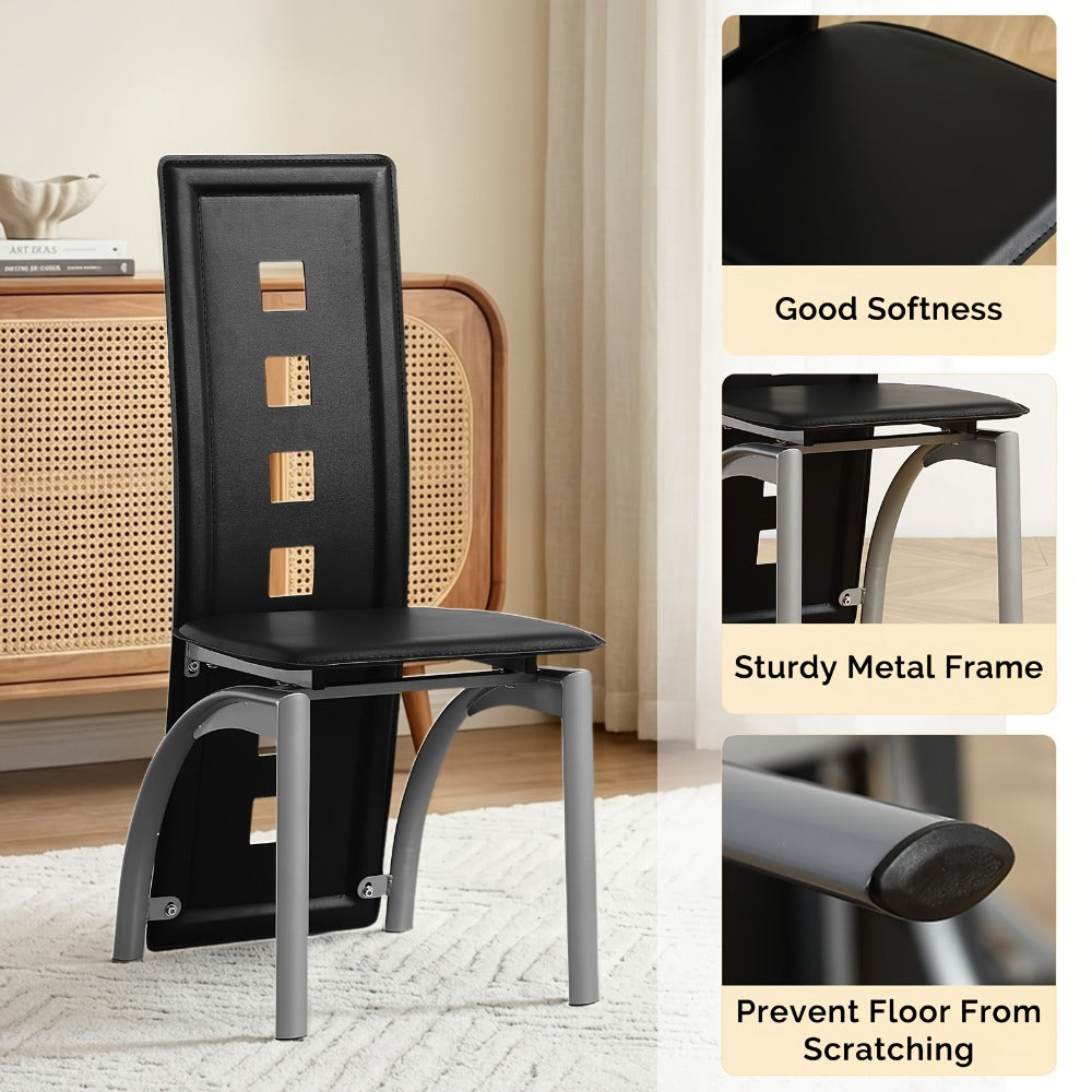 4-Piece Set Faux Leather Dining Chair with High Back for Comfortable Everyday Seating detail image - detail view 9