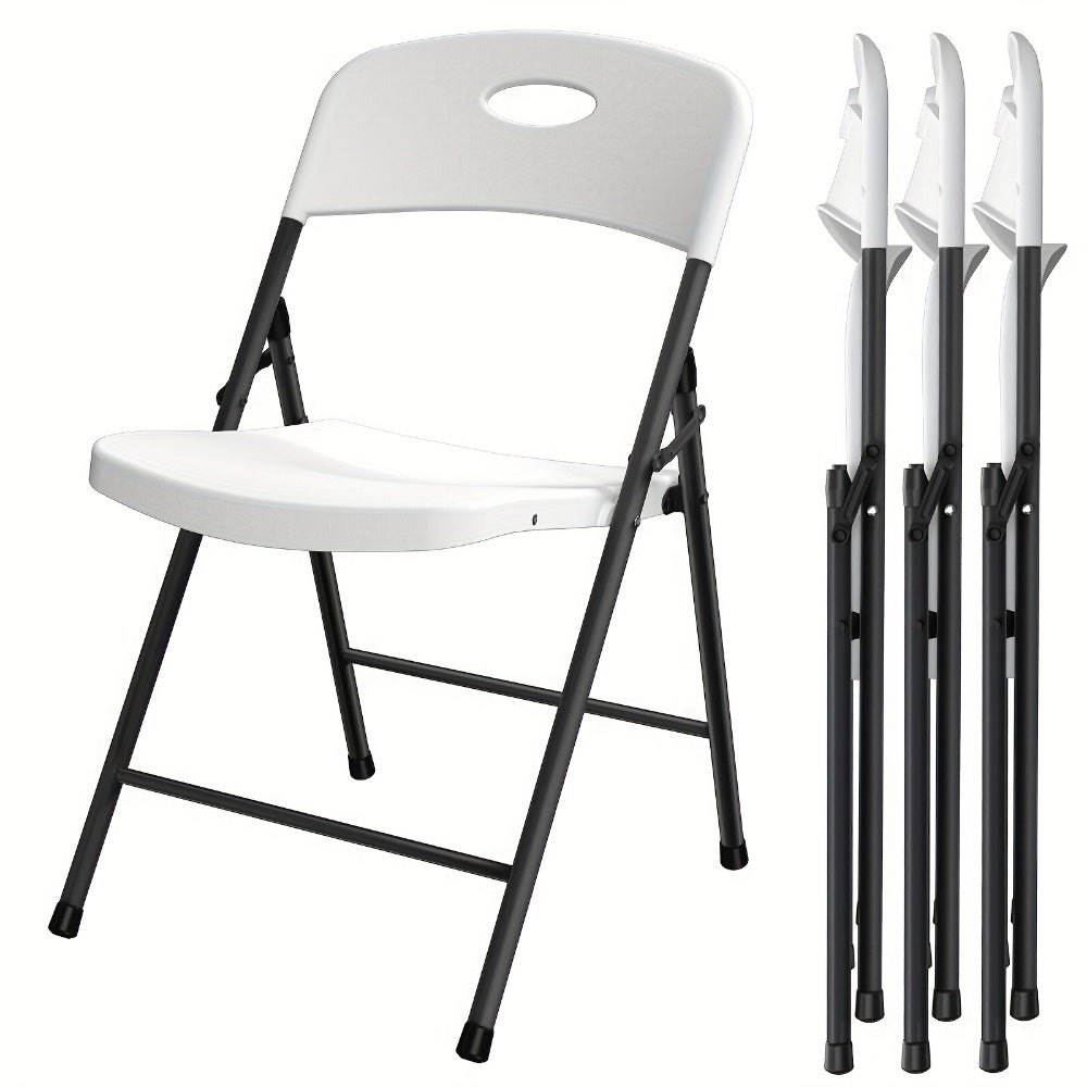 4-Piece Set Plastic Folding Chairs with Stackable Design for Patio detail image - detail view 3