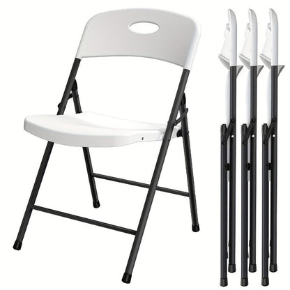 4-Piece Set Plastic Folding Chairs with Stackable Design for Patio detail image - detail view 3