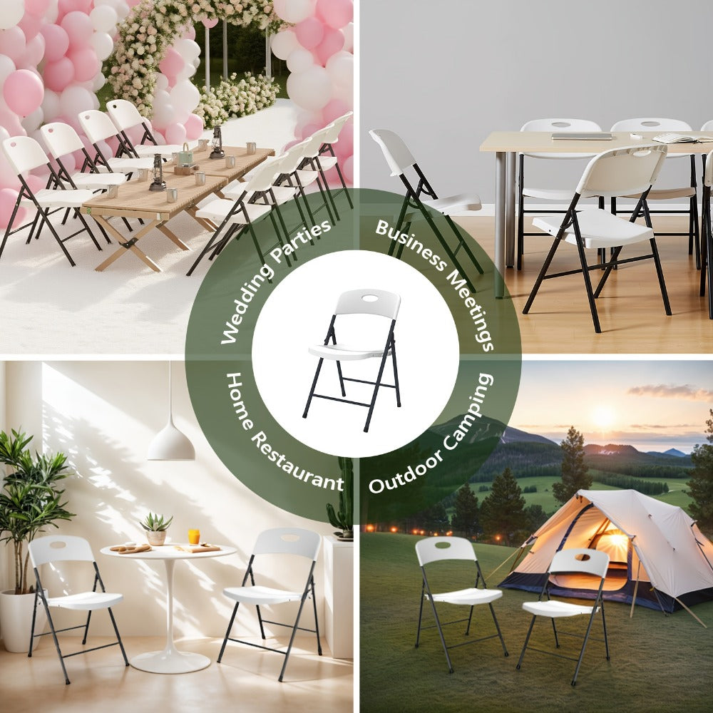 4-Piece Set Plastic Folding Chairs with Stackable Design for Patio detail image - detail view 4