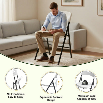 4-Piece Set Plastic Folding Chairs with Stackable Design for Patio detail image - detail view 6