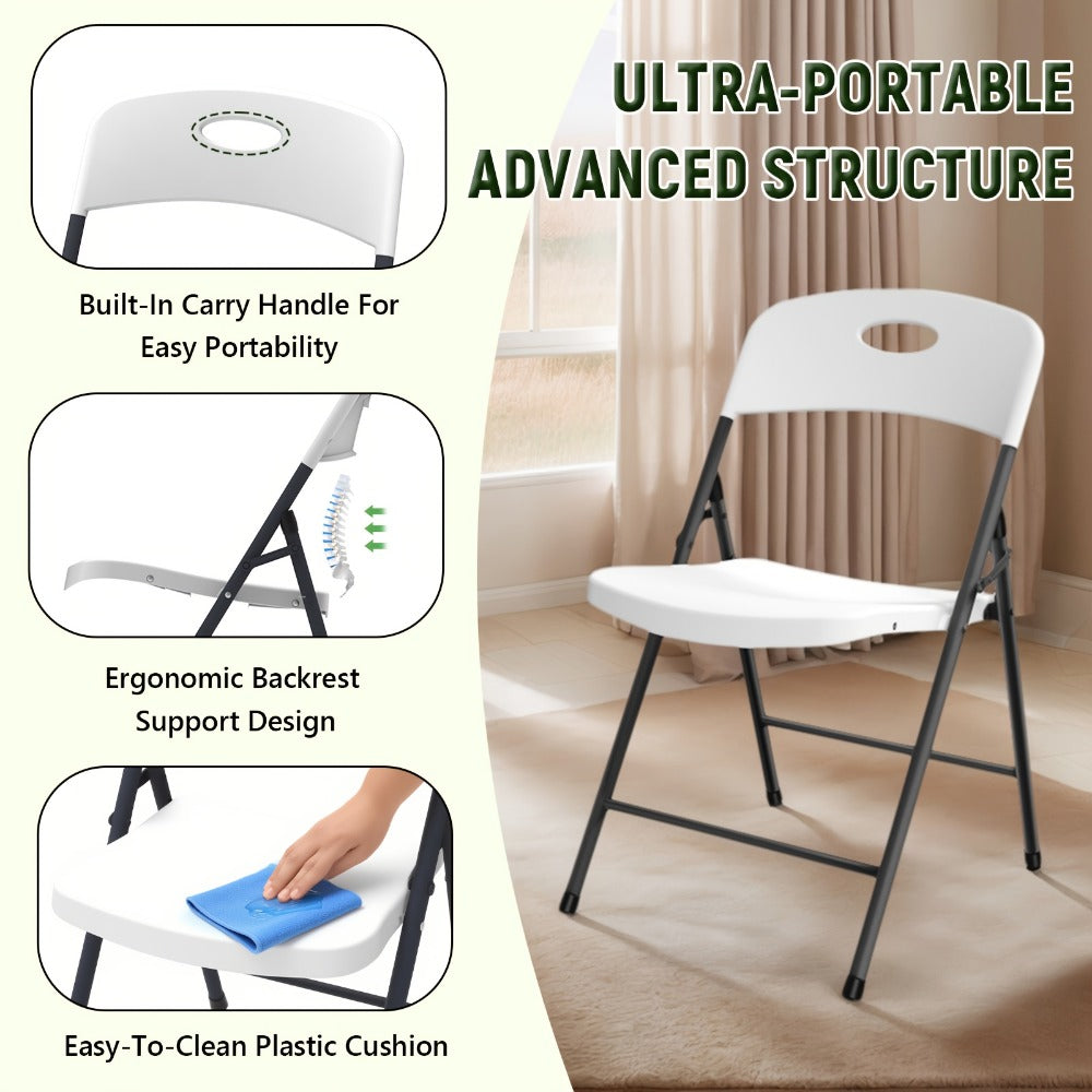 4-Piece Set Plastic Folding Chairs with Stackable Design for Patio detail image - detail view 7