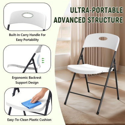 4-Piece Set Plastic Folding Chairs with Stackable Design for Patio detail image - detail view 7