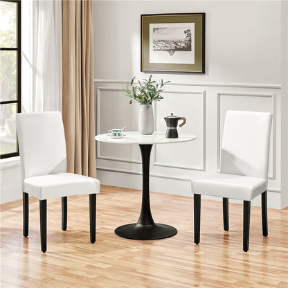 Dining Chairs, Upholstered Set of 4, Faux Leather Padded Seat & High Back, Rubberwood shown in the main product view