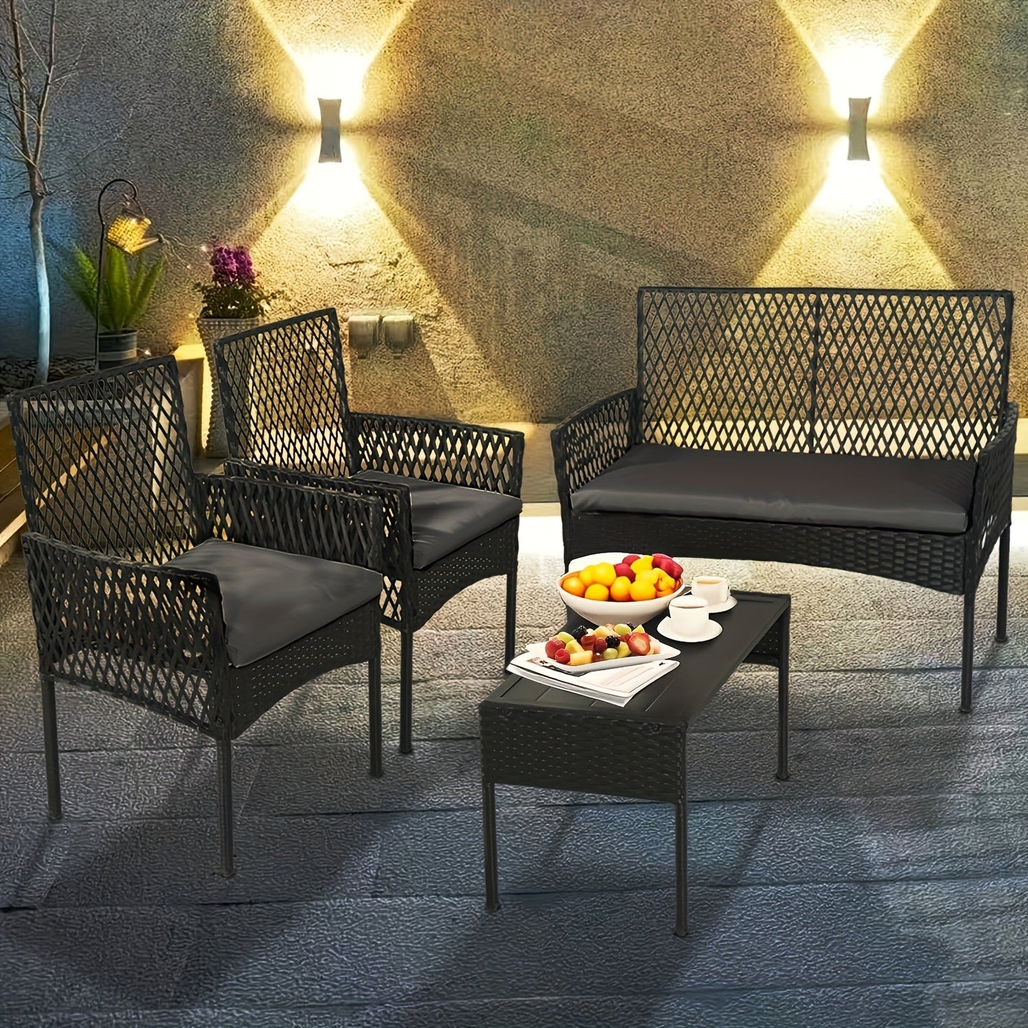 Patio Conversation Set shown in the Black-Gray option