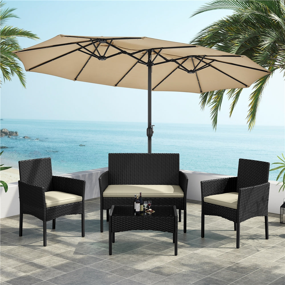 Patio Furniture Set shown in the Black/Beige option