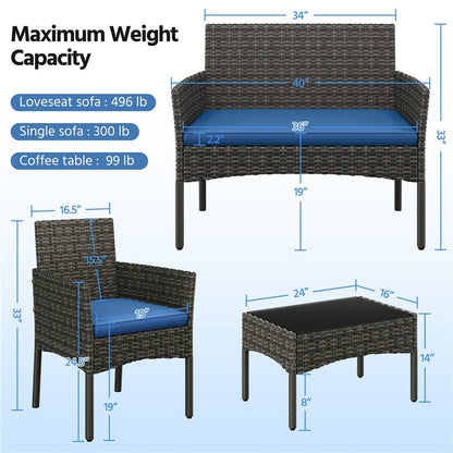 4-Piece Wicker Patio Furniture Set with Weather-Resistant Finish detail image - detail view 10