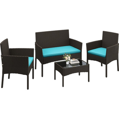 4-Piece Wicker Patio Furniture Set with Weather-Resistant Finish detail image - detail view 12