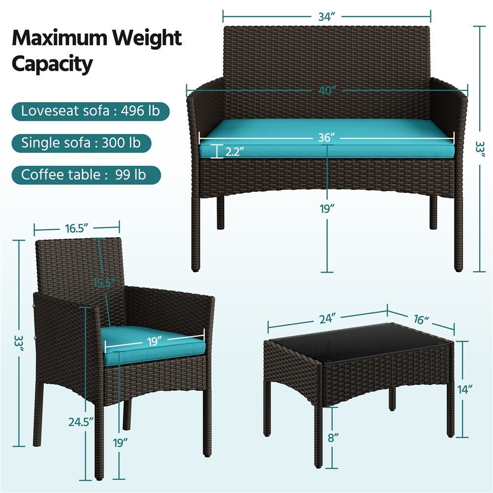 4-Piece Wicker Patio Furniture Set with Weather-Resistant Finish detail image - detail view 13