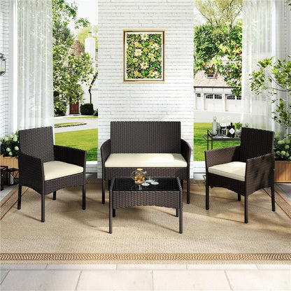 4-Piece Wicker Patio Furniture Set with Weather-Resistant Finish detail image - detail view 14