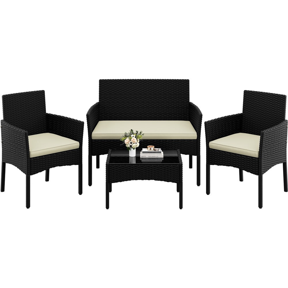 4-Piece Wicker Patio Furniture Set with Weather-Resistant Finish detail image - detail view 3