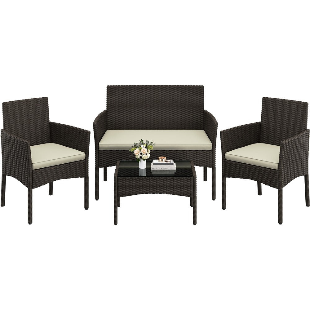 4-Piece Wicker Patio Furniture Set with Weather-Resistant Finish detail image - detail view 6