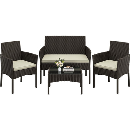 4-Piece Wicker Patio Furniture Set with Weather-Resistant Finish detail image - detail view 6