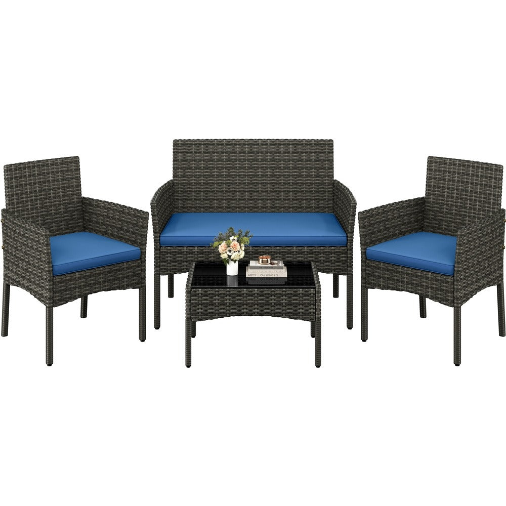 4-Piece Wicker Patio Furniture Set with Weather-Resistant Finish detail image - detail view 9