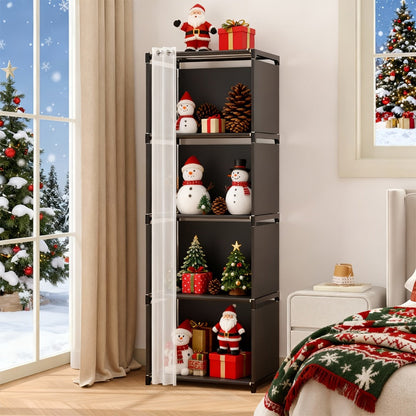 Bookshelf, 4-Tier / 5-Tier Floor-Standing & Storage Organizer - Open Lattice Wardrobe shown in the main product view