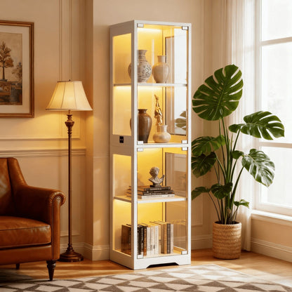 4-Tier Display Cabinet with LED Lighting and Large-Capacity Storage detail image - detail view 5