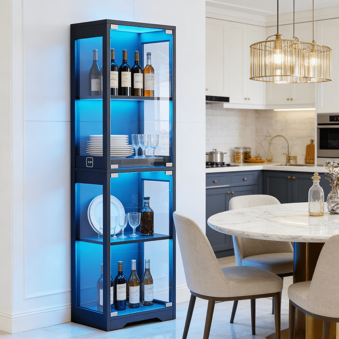 Display Cabinet shown in the Four Layers - Black option