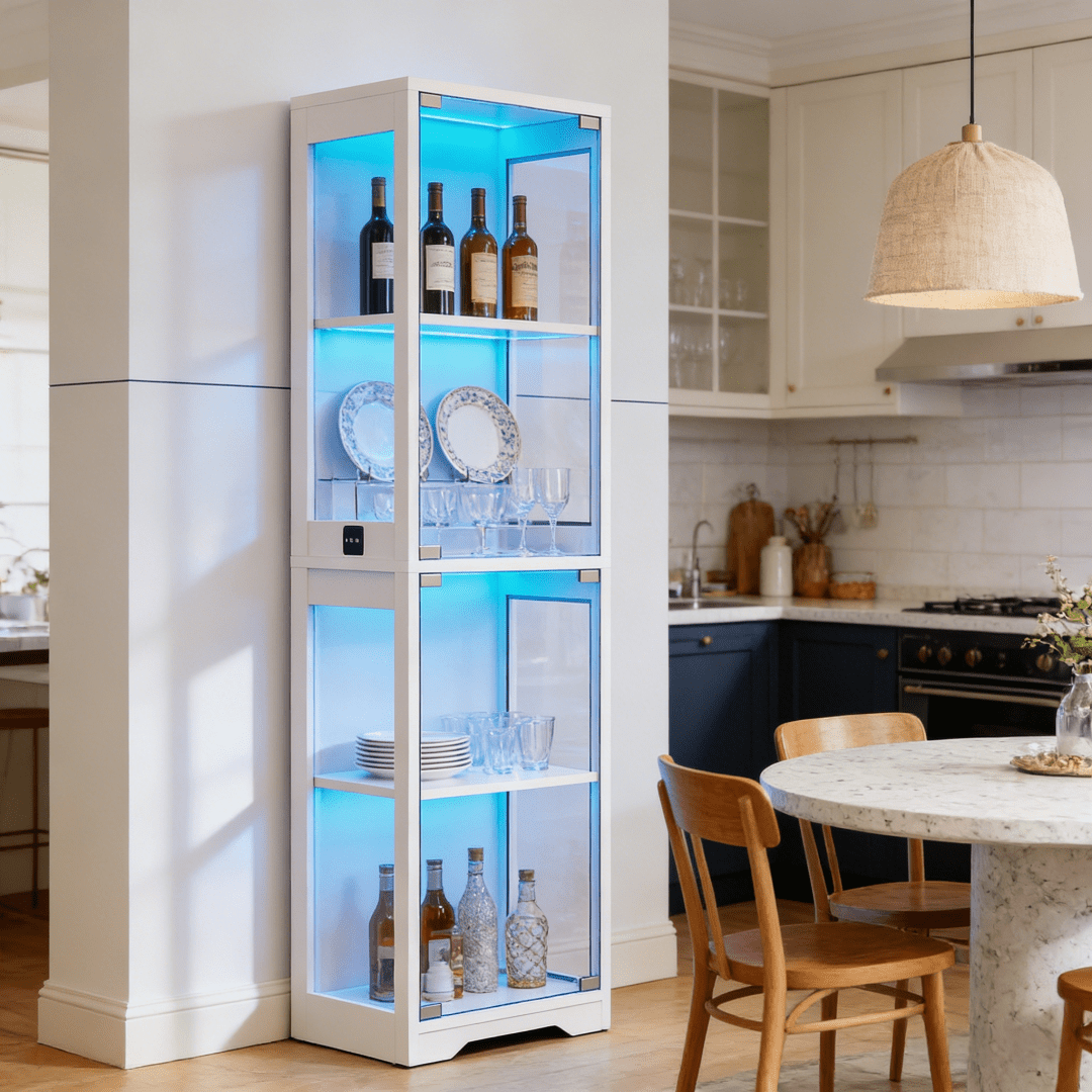Display Cabinet shown in the Four Layers - White option