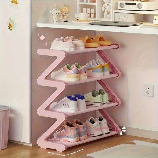 Shoe Rack, 4-Tier Z-Shaped Space-Saving Freestanding Shoe Organizer - Heavy-Duty Metal & shown in the main product view