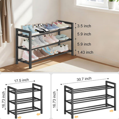 4-Tier Freestanding Shoe Rack with Tool-Free Assembly, Closet Shoe Shelf detail image - detail view 6