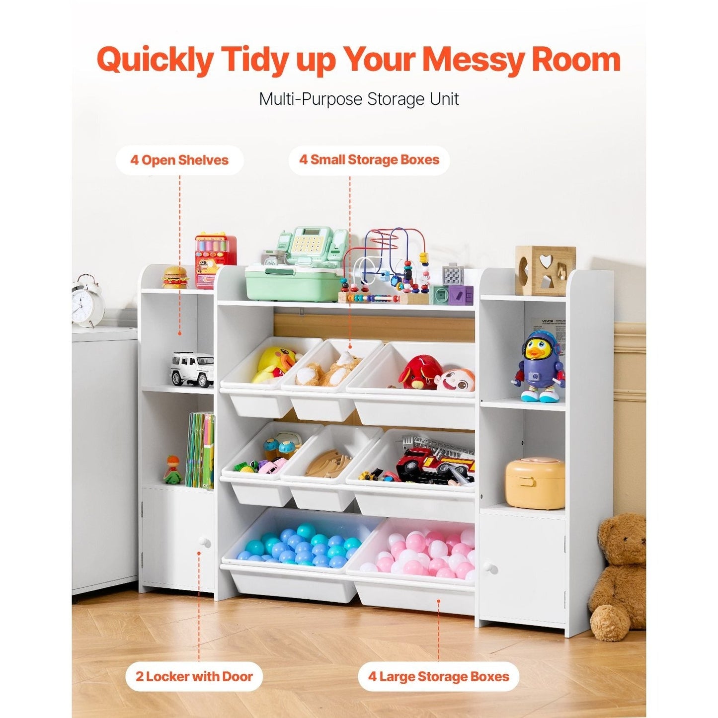 4-Tier Kids Storage Organizer with Open Shelves for Kids' Room detail image - detail view 12