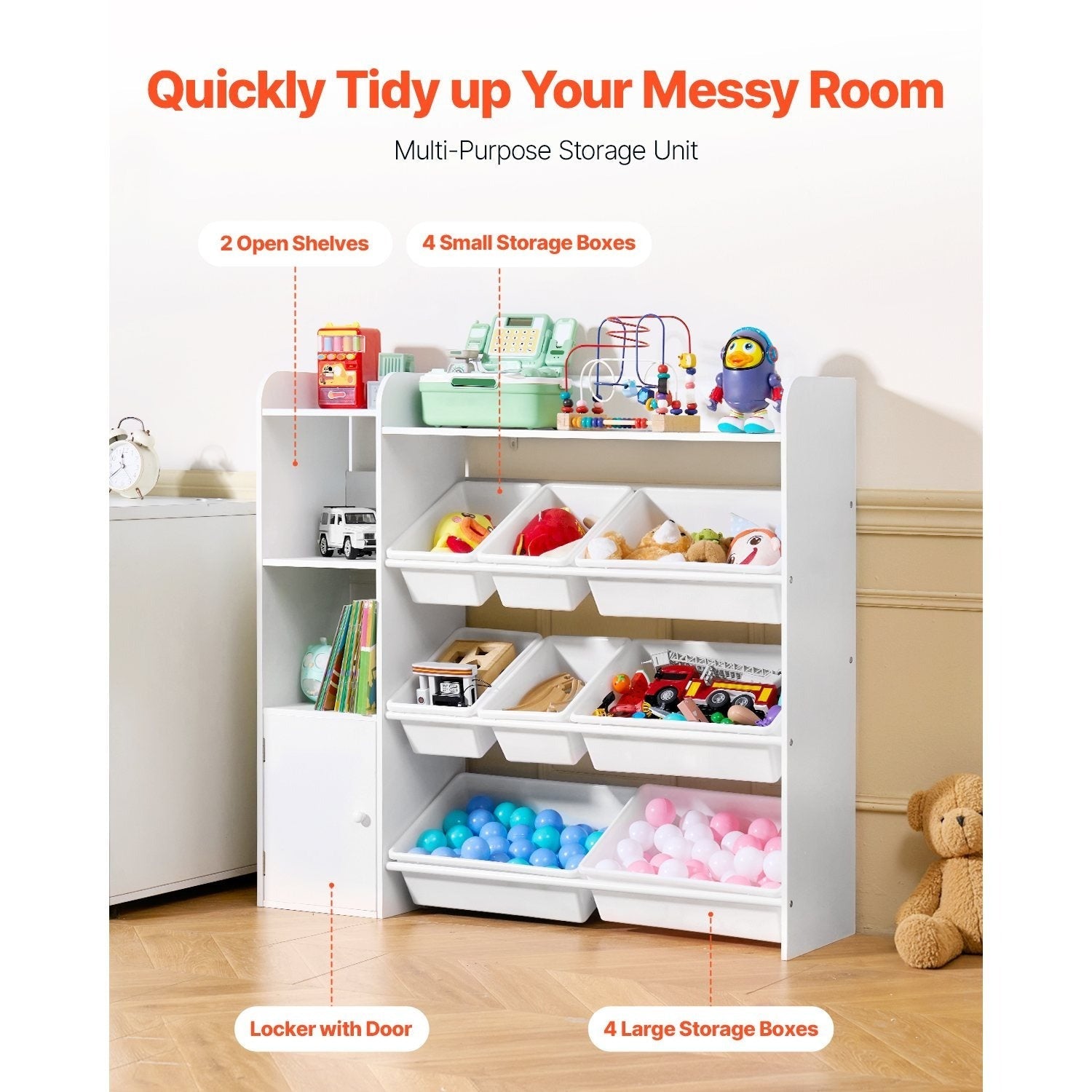 4-Tier Kids Storage Organizer with Open Shelves for Kids' Room detail image - detail view 3