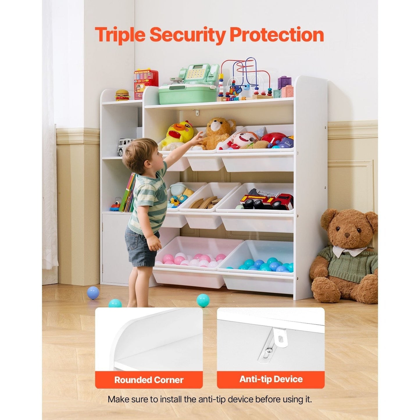 4-Tier Kids Storage Organizer with Open Shelves for Kids' Room detail image - detail view 9