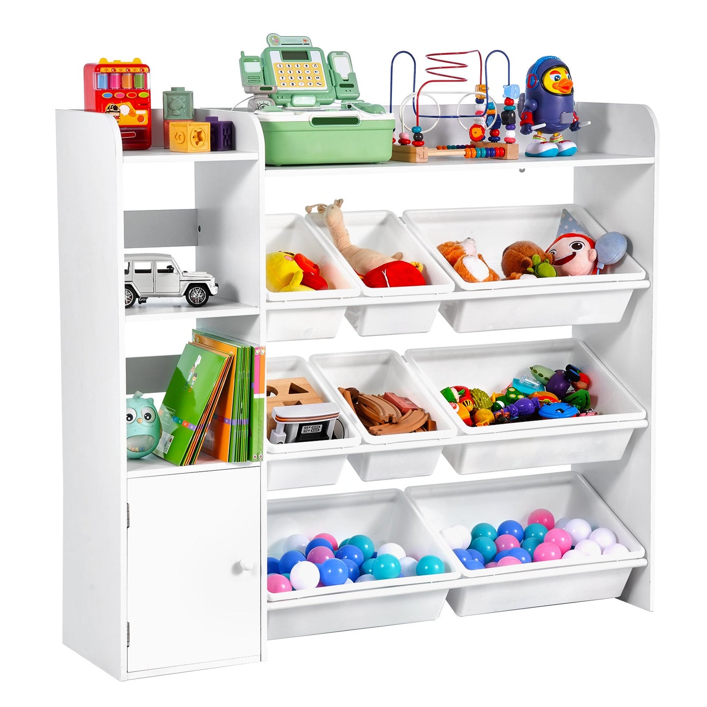Kids Storage Organizer, Kids Toy Storage Organizer with 8 Bins & Bookshelf, 4-Tier shown in the main product view
