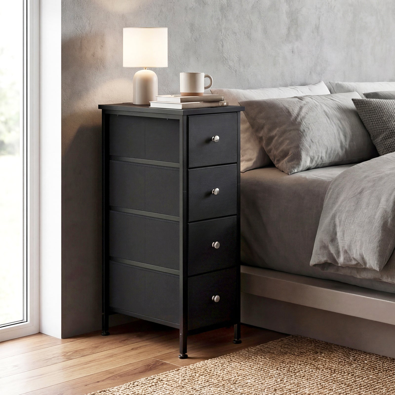 4-Tier Narrow Bathroom Storage Cabinet with Open Shelves, Multi-Purpose Organizer Cabinet detail image - detail view 4