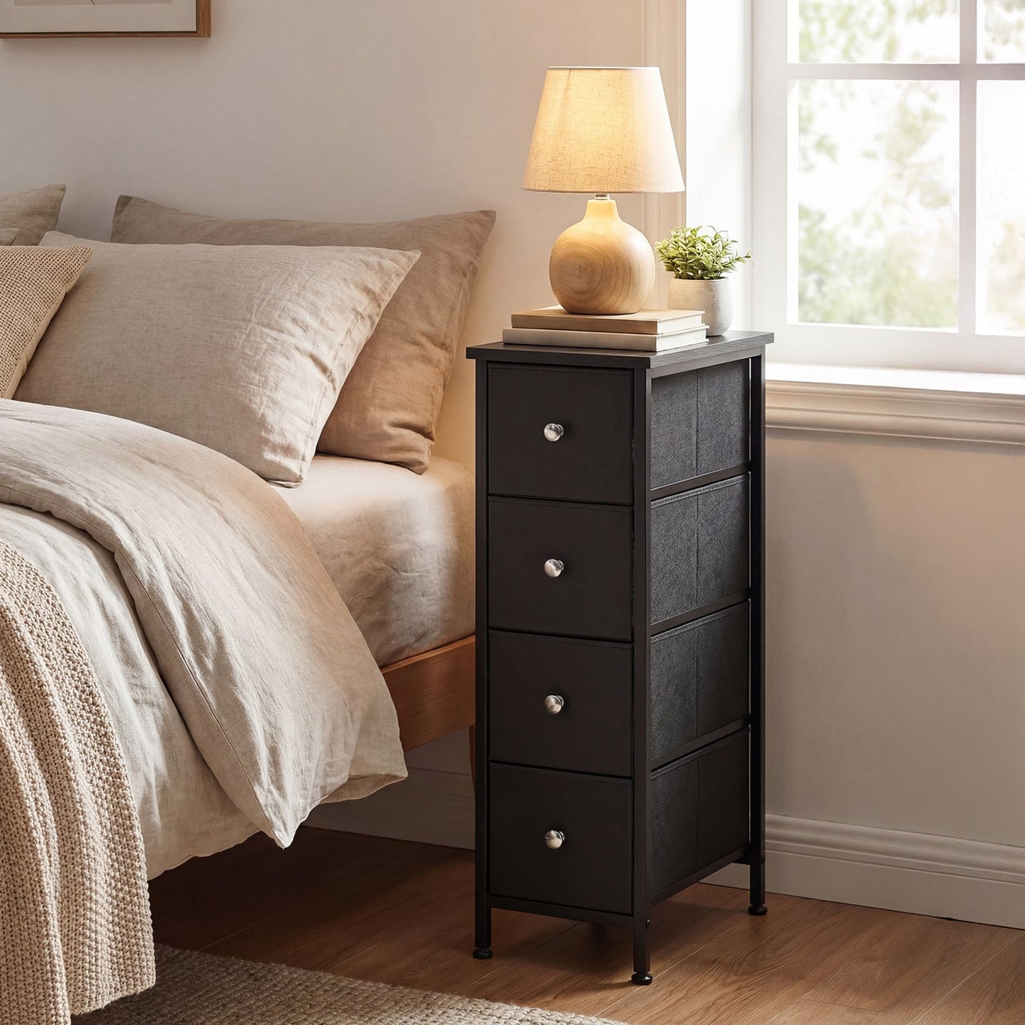4-Tier Narrow Bathroom Storage Cabinet with Open Shelves, Multi-Purpose Organizer Cabinet detail image - detail view 5