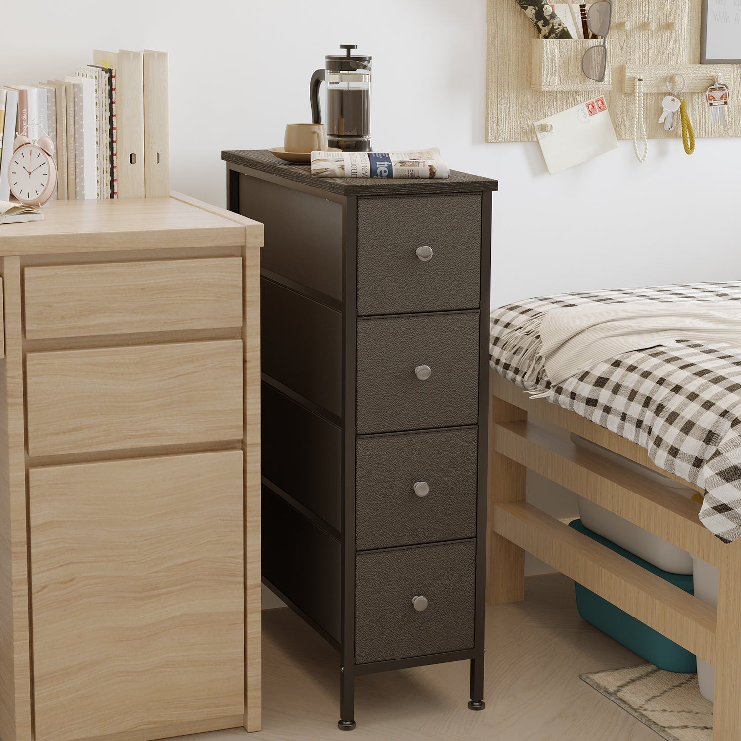 4-Tier Narrow Bathroom Storage Cabinet with Open Shelves, Multi-Purpose Organizer Cabinet detail image - detail view 6