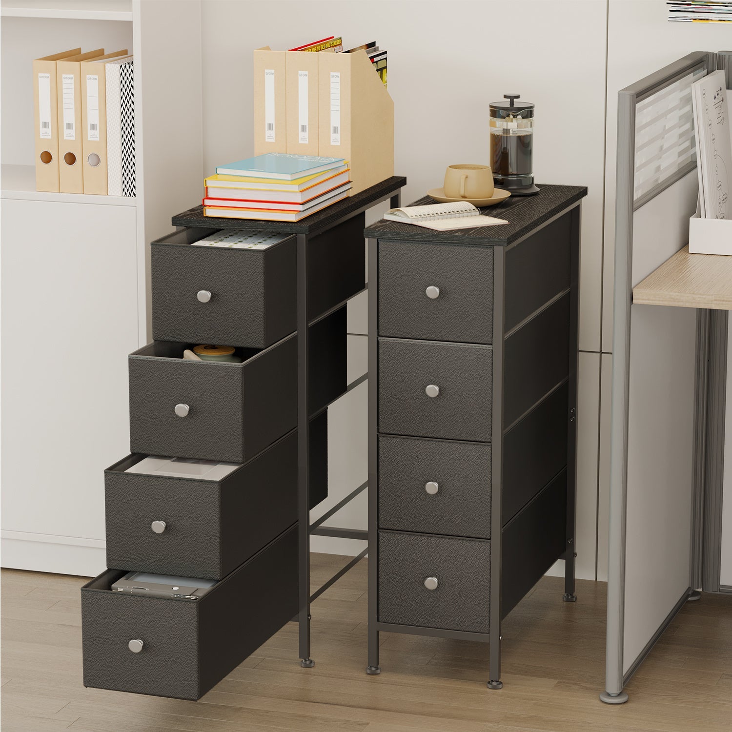 4-Tier Narrow Bathroom Storage Cabinet with Open Shelves, Multi-Purpose Organizer Cabinet detail image - detail view 8