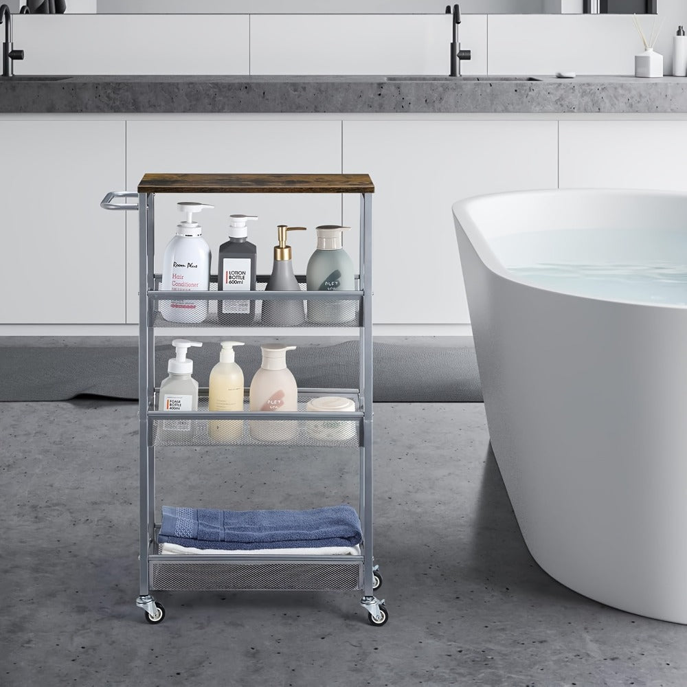 4-Tier Narrow Kitchen Cart with 360° Swivel and Non-Slip Base detail image - detail view 11