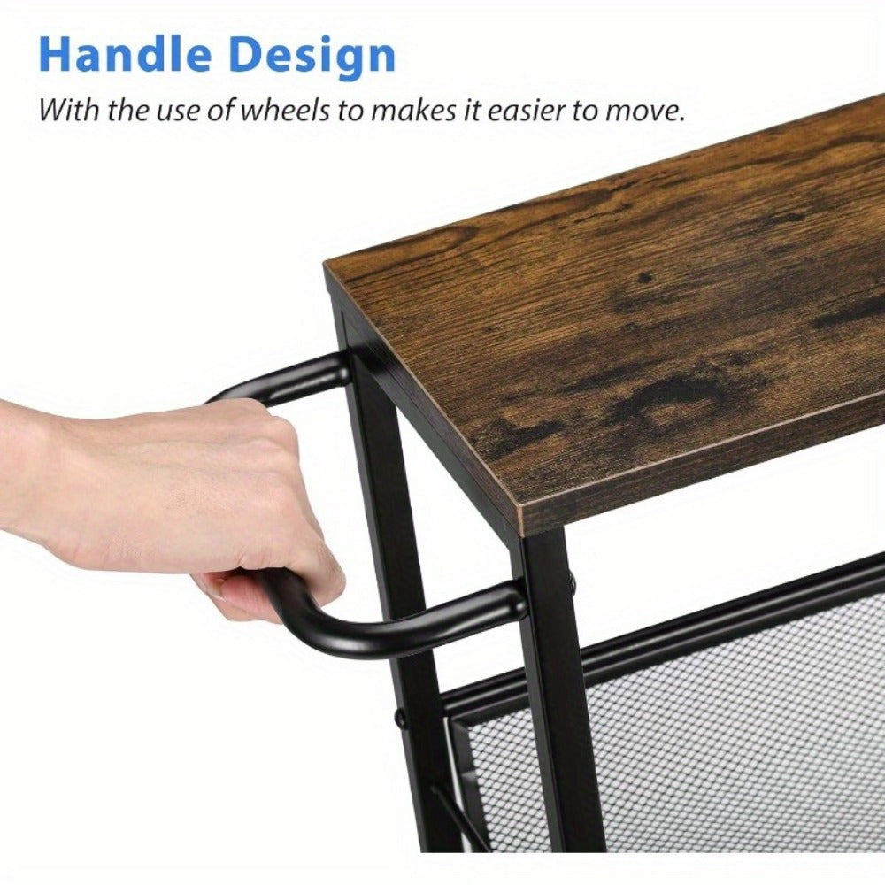 4-Tier Narrow Kitchen Cart with 360° Swivel and Non-Slip Base detail image
