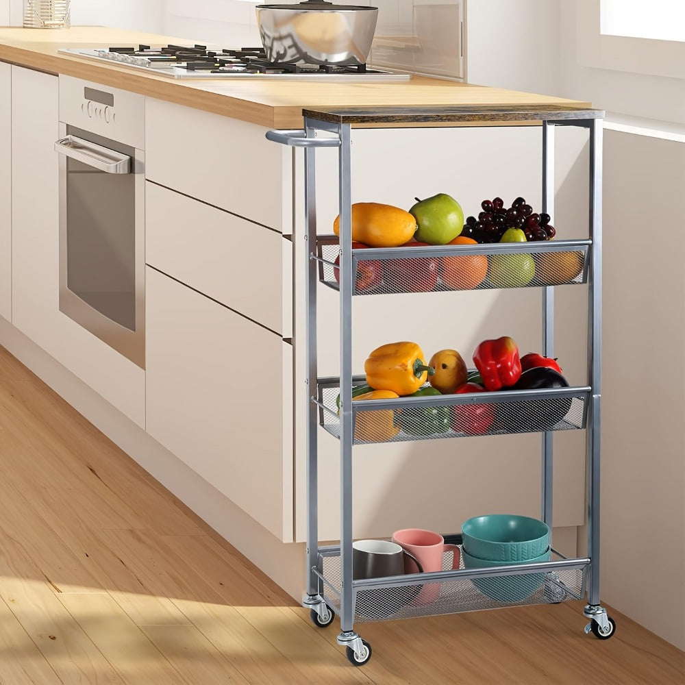 4-Tier Narrow Kitchen Cart with 360° Swivel and Non-Slip Base detail image - detail view 9