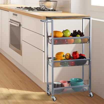 4-Tier Narrow Kitchen Cart with 360° Swivel and Non-Slip Base detail image - detail view 9