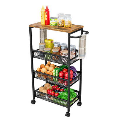 Rolling Storage Carts and Kitchen Carts shown in the Black-Wider option