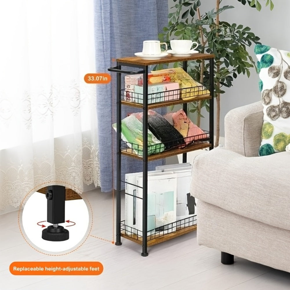 4-Tier Narrow Storage Cart with Carry Handle for Organized Everyday Storage detail image - detail view 11