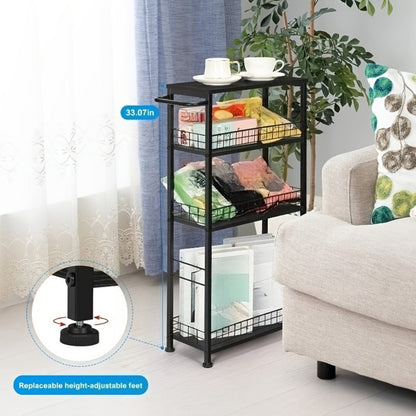 4-Tier Narrow Storage Cart with Carry Handle for Organized Everyday Storage detail image - detail view 13
