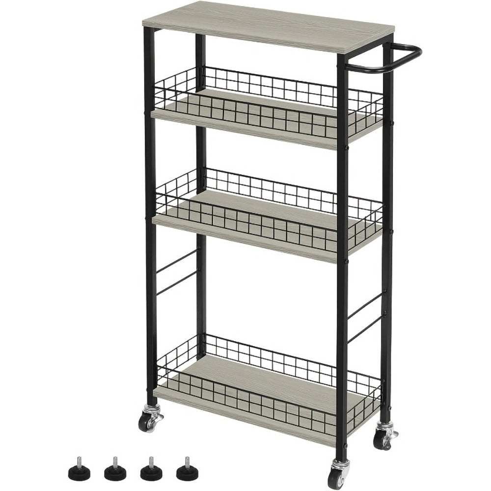 4-Tier Narrow Storage Cart with Carry Handle for Organized Everyday Storage detail image - detail view 14