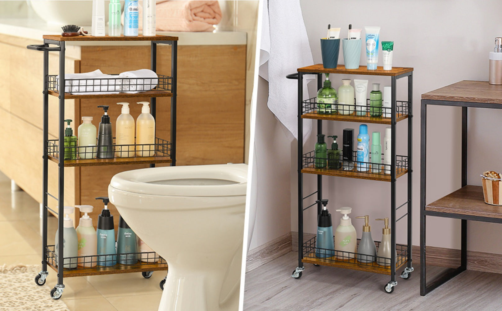 4-Tier Narrow Storage Cart with Carry Handle for Organized Everyday Storage detail image - detail view 16