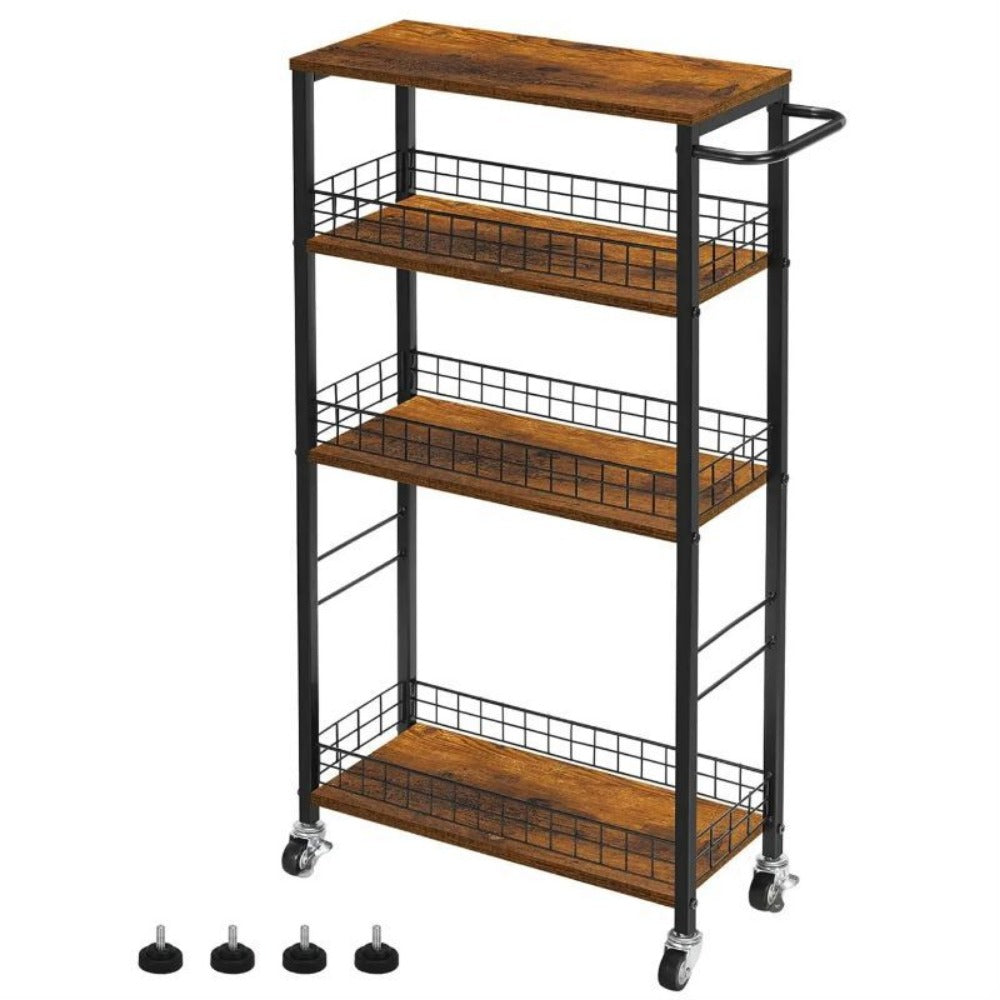4-Tier Narrow Storage Cart with Carry Handle for Organized Everyday Storage detail image - detail view 3