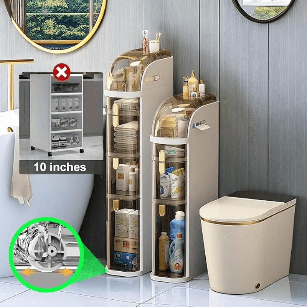 4-Tier Slim Bathroom Storage Cart with Storage Drawers and Tool-Free Assembly detail image - detail view 11