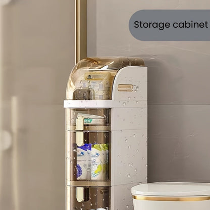 4-Tier Slim Bathroom Storage Cart with Storage Drawers and Tool-Free Assembly detail image - detail view 12